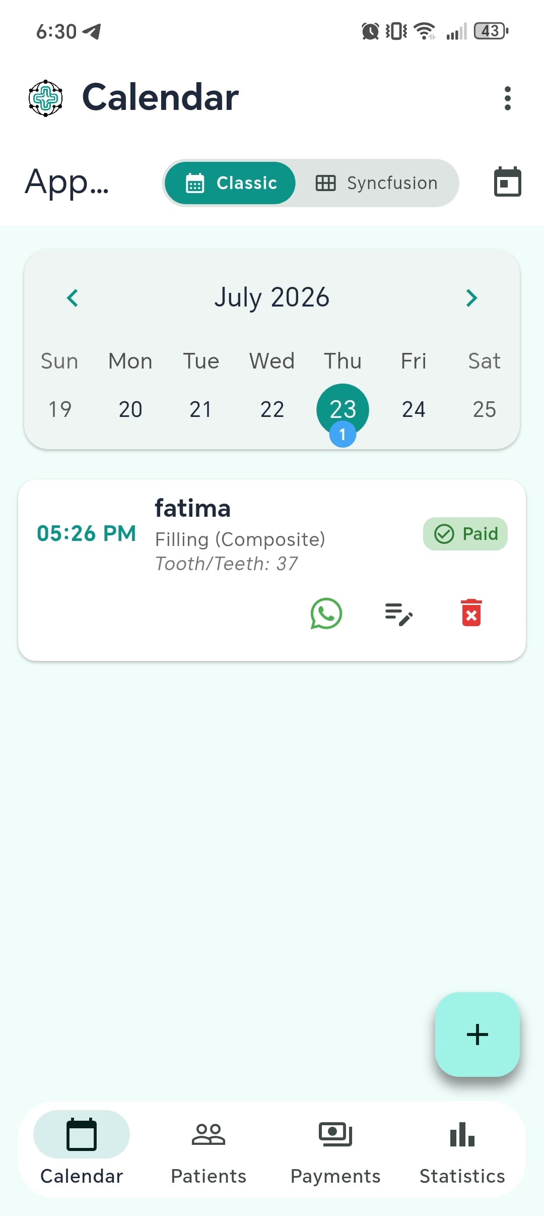 Appointments calendar